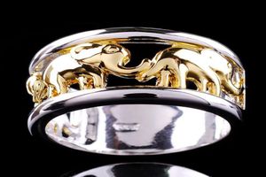 YWOSPX 2021 Bohemian Male Gold and Silver Color Elephant Rings for Men Wedding Ring Commitment Anillos Bijoux2757054