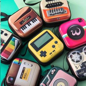 Storage Bags Creative Retro Tinplate Square Coin Purse Mini Zipper Wallet Record Tape Earphone Pocket Box For Women Girl Bag