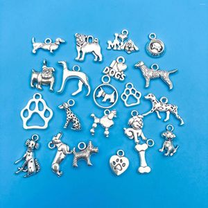 Charms 20pcs/Set Zinc Alloy Antique Silvery Animal Dog Shaped Pendant For DIY Necklace Bracelet Earrings Jewelry Making Handmade