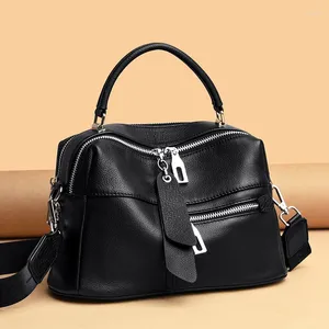 DrawString High Quality Cowhide Shoulder Bag For Women Messenger Bags Ladies Soft äkta läderhandväska handväska Kvinnlig crossbody