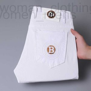 Men's Jeans designer Designer Spring and summer new jeans men's light luxury Korean version thin elastic foot slimming cotton white 76SA 5E7I