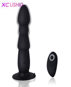 USB Anal Vibrator for Men Silicone Butt Plug Realistic Penis Dildo Vibrator with Suction Anal Sex Toys for Woman Sex Products C1811132982