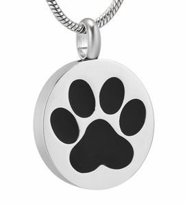 IJD9738 Rostfritt stål Pet Paw Print Round Circle Cremation Memorial Pendant For Ashe Urn Souvenir Keepsake Necklace Jewelry4941376