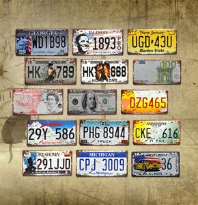 Licença de carro Metal Plate Número do carro Sinais de lata Bar Pub Cafe Decor Metal Sign Garagem Pintura Arte Placa Poster JK2006KD6794183