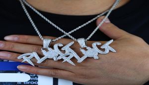 Iced Out Two Color Plug Letter Pendant Paled High Quality Cubic Zircon Hip Hop Necklace Chain Men039s Boy Rock Jewelry Wholesal4836648