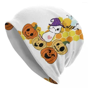 Berets Halloween Pumpkin Bee And Puppycat Warm Knitted Cap Hip Hop Bonnet Hat Autumn Winter Outdoor Beanies Hats For Unisex Adult
