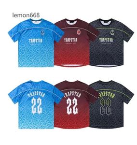 Erkek Tişörtler Trapstar Mesh Futbol Forması Mavi Siyah Kırmızı Erkekler Spor Giyim T-Shirt Tasarımcı Moda Giyim 5555556666