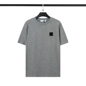 Modestein Sommer-T-Shirts für Herren Kurzarm Lose Stickerei reine Baumwoll-Tees Crew Neck Student tägliches Outfit T-Shirt LJ14