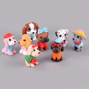 Figurine decorative 8pc Fashion Dog Mini Animal Statue Model Auto Ornament Artigianato Bonsai Decor in miniatura Casa Faita Decorazione da giardino fai -da -te