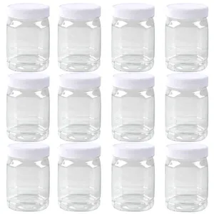 Lagerflaschen 12pcs 360 ml quadratisch Plastikglas leer Honig transparent trocken Fruchtfutter