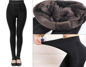 perneiras para mulheres fleece perneiras grossas inverno quente altura cintura perneiras Skinny calnts5597756