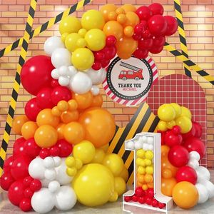 Decoração de festa 110pcs Red Balloons Orange Garland Arch Kit com látex amarelo branco para crianças Decorações de chá de bebê de casamento de aniversário