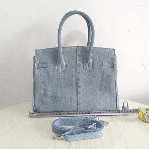 DrawString ins berömda mode kvinnor väskor jeans handväska lyxiga handväskor tjej axel crossbody väska totes denim handgjorda