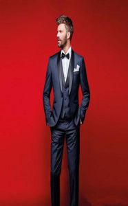 ВМС Blue Wedding Tricedos Slim Fit Suits для мужчин жениха костюма три штуки дешевые выпускные костюмы Pantsvest1936541