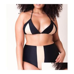 Bikinis Set Esnek Spor Son Moda Kadın Bikini Setleri Online Bölünmüş Mayo Katı Yüksek Bel Bandı Büyük Artı Büyük Damla Teslimat S OTY5J