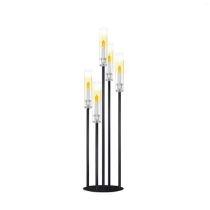 Świece Black stożkowe dla świec LED Metal 5 Arms Candelabra Candlestick Wedding Embandation Party Dekoracja