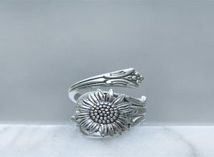 Bohemia Silver Color Spoon anéis para mulheres Anel de jóias de flor selvagem feminino Acessórios de joias 5496985