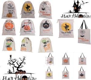 New Halloween Bags Party liefert Leinwand Candy -Taschen 15 Styles Draw String Geschenktasche Canvas Santa Sack Stuff Sacks Einkaufstaschen für Hall4200364