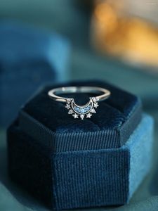 Кластерные кольца 925 Серебряное складное листовое кольцо Луны Звездная упаковочная коробка Оригинальная дамская юбилейная ювелирные украшения