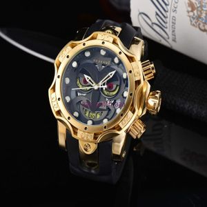 2021 New Luxury Mens Sports Watch Clown series Golden Quartz Men Watches calendar Silicone strap Wristwatch269k