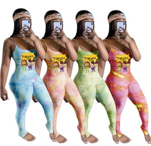 Frauen niedliche Cartoon -Overalls Bodycon -Gurt ROMPERS S2XL Falten Leggings Stretch Scoop Hals Overalls Sommer sexy Kleidung DHL 3056697464