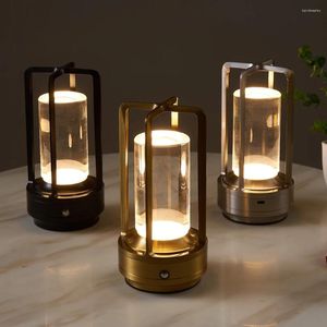 Table Lamps Cordless USB Rechargeable Night Light 3 Colors Change Dimmable Portable Beside For Bedroom Living Room