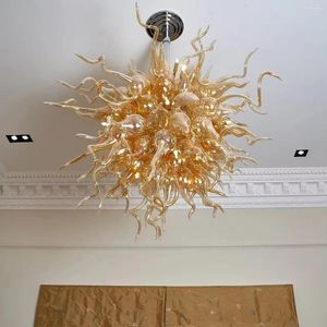 Chandeliers Modern Glass Chandelier Chihuly Style Champagne Color Handmade Blown Ceiling Light For Home Bedroom Hallway