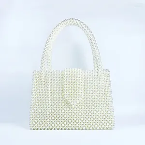 Shoulder Bags Fashion INS Elegant Party Evening Ladies Bag Retro Handmade Beaded Versatile Pearl Knitted Women's Handbag Customization