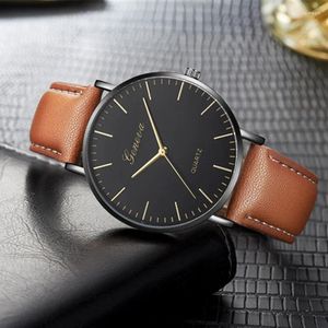 Wristwatches 2024 Geneva Watch Fashion Business Simple Watches Men Leather Band Quartz Price Dop Relogio Masculino