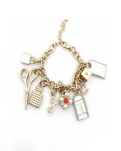 2021 New Brand Fashion Top Quality Jewelry For Women Charm Bracelet Thick Chain Drop Shears Perfume Bottle Lock Charm Design 3813657