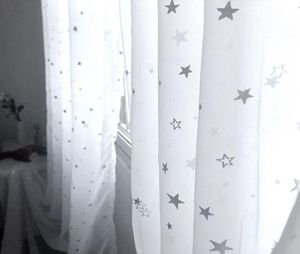 Cortina de tule de estrela brilhante branca para a sala de estar Modren Allmatch Yarn com cortinas de janela transparente para a decoração da casa do quarto4043678