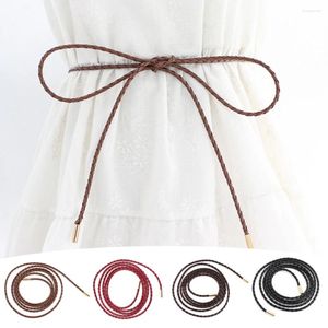 Belts Slim PU Long Waist Knotted Women's Belt Solid Color Thin Chain Sweater Dresses String Vintage DIY Waistband