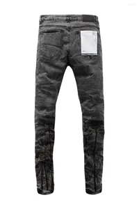 Kvinnor Pants Fashion Purple Roca Märke Jeans nödbyxor Tryckta pennetikett Tonad svart reparation Låg höjning av mager denim