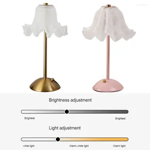 Tischlampen Retro Französisch Romantische Blumenschischtisch -Lampe USB wiederaufladbare ländliche Lichtsteuerung Stufenloser Dimmen
