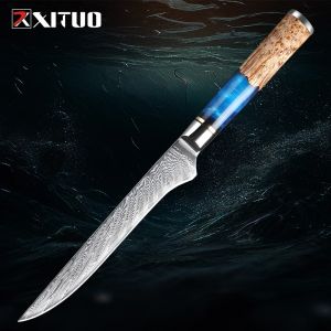 Coltello da 5,5 pollici di coltello da 5,5 pollici COLPILE FLEXIBILE VG10 DAMASCUS SUP ACCIAIO FORGIATO 67 STALLETTI SULLA RESINA IN LEGNO Tang Full