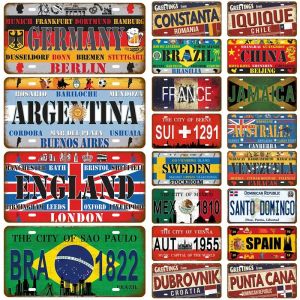 Ünlü ülke teneke tabela plak rusya İspanya metal işaret Almanya ABD ülke bayrağı teneke plaka duvar ev restoranı zanaat barı zanaat ev dekor 6x12 inç