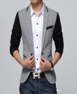 New Slim Fit Casual jacket Cotton Men Blazer Jacket Single Button Gray Mens Suit Jacket Male Suite2959981