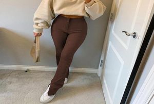 Women039s Pants Capris Office Elastic High Waist Sports Sweatpants Women Skinny Stretchy Trousers Slit Fashion Flared Legging4912744