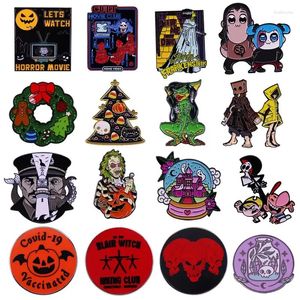 Brooches Horror Movie Series Metal Badge Halloween Punk Enamel Pin Men Women Denim Jacket Backpack Gothic Brooch Accessories