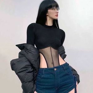 حللا للسيدات تثير رومب النساء العالي الرقبة مشد إدراج bodysuit مثير podysuit y240504