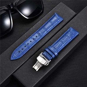 Watch Bands Bamboo Pattern Calfskin Leather band 18mm 20mm 22mm 24mm Straps with Automatic Butterfly Buckle Men Women Band H240504