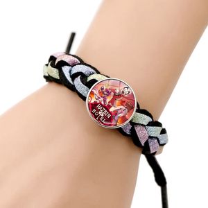 12colors black Halloween horror scary movie film game Hazbin Hotel Bracelet Glass Cabochon Multilayer Leather Bracelets High Quality Bangles