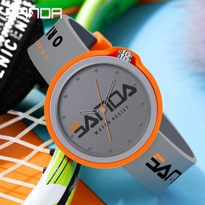 Нарученные часы Sanda Brand Youth Watch Fashion Luxury Men Silicone Водонепроницаемые кварцевые наручные часы Boys Sport for Girls Gift Clock 3200