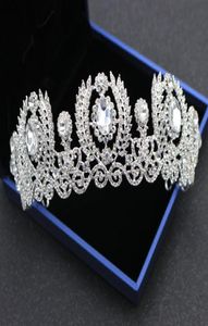 Lyx barock drottning kristaller bröllop kronor brud tiaras diamant smycken strass headpieces billiga hårtillbehör trasig ti2521427