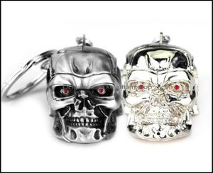 10PcsLot Fashion Keyrings Jewelry Sier Pendant Movie Terminator Skeleton Mask Keychain Skl Key Ring For Men Car Chain Drop Delive2860398