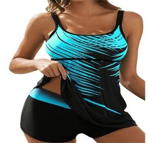 Plus Size Two -Stück Badeanzug Tankini Set Sporty Bikinis Women Badebode mit Boy Shorts Streifen Badeanzug Badeanzug Schwimmen Strand 3949893