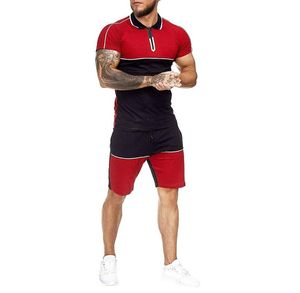 Summer Men Set Sportswear Fashion 2020 Herrkläder Patchwork T Shirts Shorts Casual Tracksuits Manlig spårdräkt plus storlek 54 Q012433714