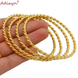 Adixyn 4st/parti vriden armband guld färg dubai afrikanska armband arabiska mellanöstern brud bröllop smycken n071017 240424