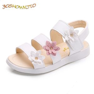 Девочки сандалии гладиатор цветы сладкая мягкая детская пляжная обувь детей летняя цветочная принцесса мода милая высококачественная 240420