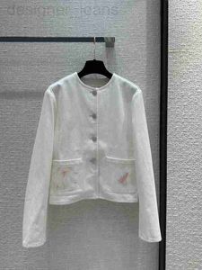 Designer de jaquetas femininas Milan Runway 2024 New Spring o pescoço Tops de manga longa Brand Mesmo estilo Coats Designer Outerwear 0415-3 15JG